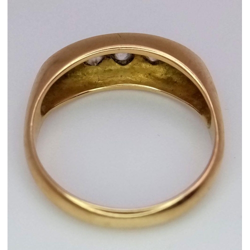 252 - Vintage 18 carat GOLD and DIAMOND RING. Chester Hallmark. Having 5 x DIAMONDS set to top. 3.0 grams.... 