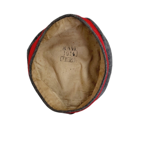 27 - WW1 1914 Dated Imperial German Feld Mütze Pork Pie Hat. Marked to the 157th (4th Silesian) Infantry ... 