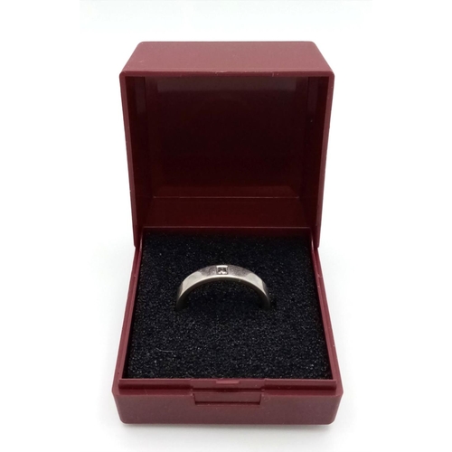 28 - Classic 18 carat WHITE GOLD RING with DIAMOND set to top. 5.7 grams. Size K 1/2 - L.