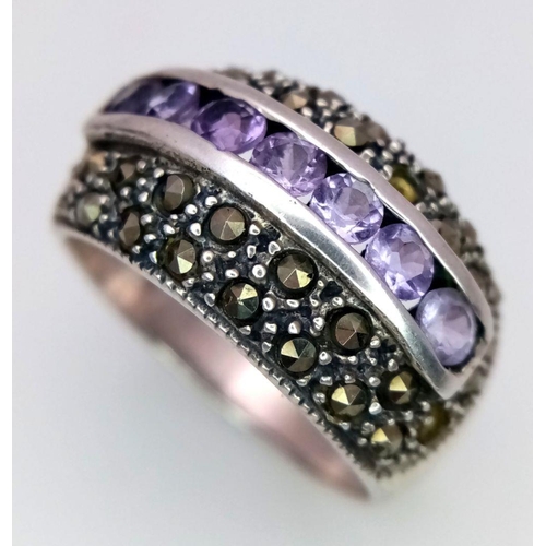 301 - Fabulous vintage AMETHYST and SILVER RING. Complete with Ring Box. Size Q 1/2 - R. Please see pictur... 