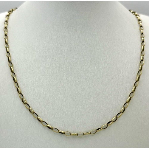 318 - A 9k Yellow Gold Belcher Chain. 7.2g total weight. 23” length.