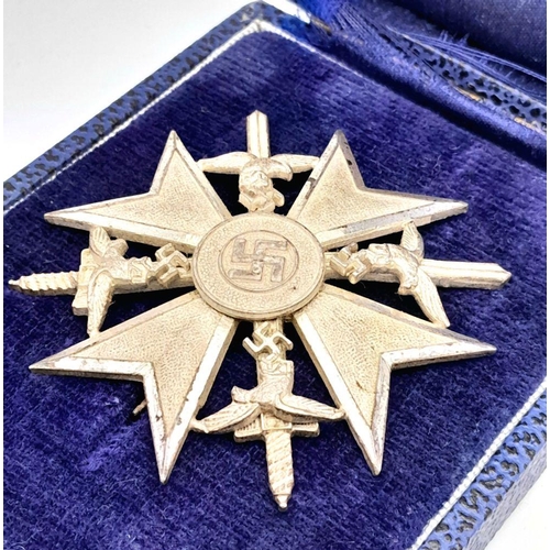 34 - Spanish Civil War Period German Condor Legion Silver Grade Spanish Cross in Blue Presentation Box. M... 