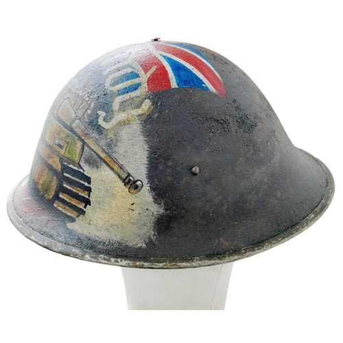 440 - WW2 British MK III “Turtle” helmet that was originally found in Normandy, France and has a post war ... 