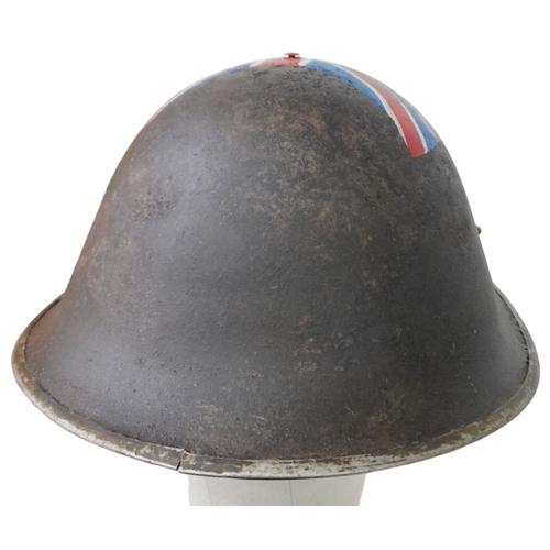 440 - WW2 British MK III “Turtle” helmet that was originally found in Normandy, France and has a post war ... 