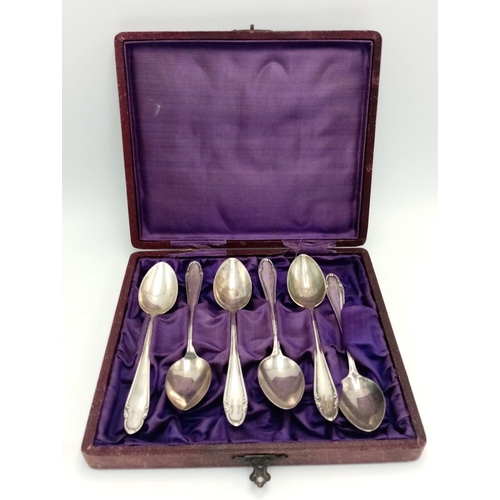 475 - Set of 6 Silver Plated Waffen SS Spoons in original hard case.