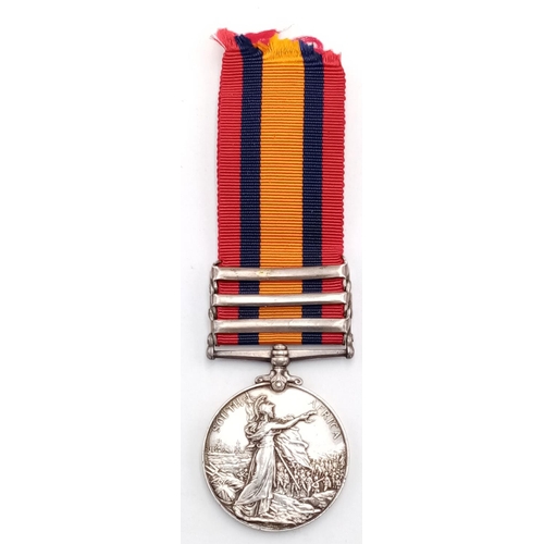 547 - Queens South Africa Medal with 3 Bars. Transvaal, Orange Free State & Cape Colony. Awarded to: 1156 ... 