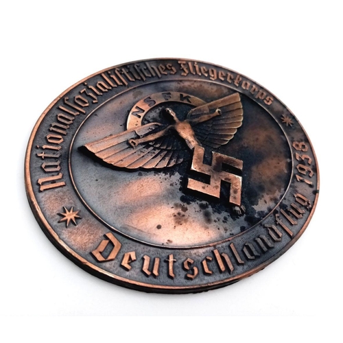 561 - 3rd Reich N.S.F.K Deutschlandflug 1938 Bronze Plated Plaque, in its original presentation box. The l... 