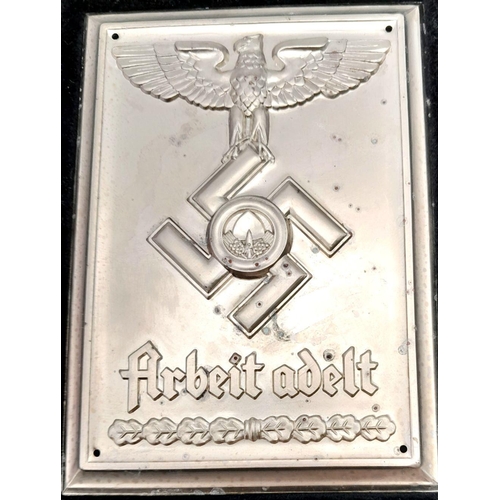 596 - 3rd Reich Cased R.A.D Award Plaque.