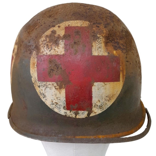 6 - WW2 US Swivel Bale Front Seam Medics Helmet and Liner.