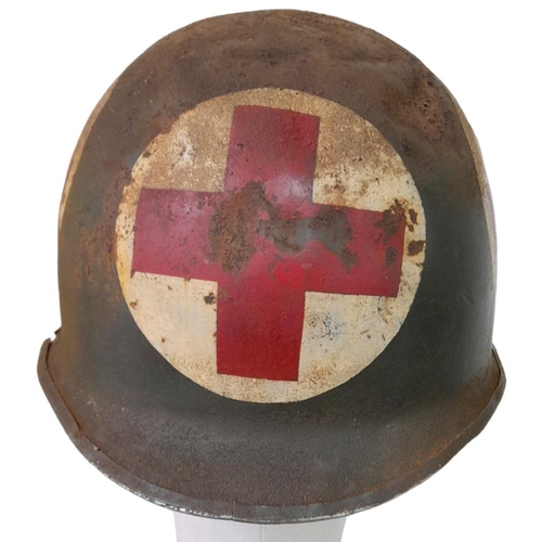 6 - WW2 US Swivel Bale Front Seam Medics Helmet and Liner.