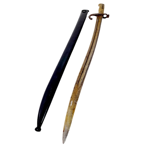 721 - WW1 French M1866 Chassepot Sword Bayonet & Scabbard.