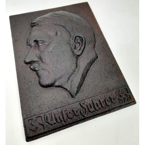 855 - 3rd Reich Cast Iron Plaque “Our Leader”