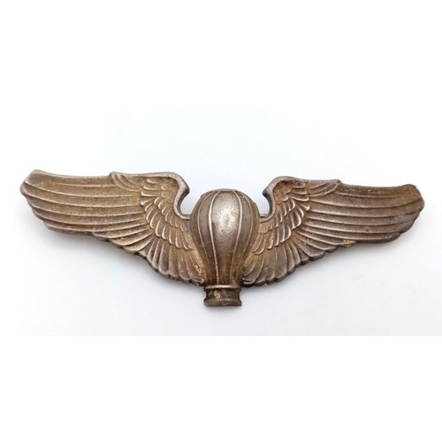 890 - WW2 USAAF Silver Plated Observation Balloon Crew Badge.