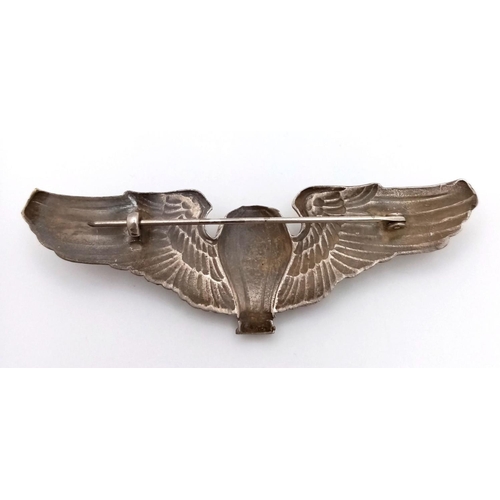 890 - WW2 USAAF Silver Plated Observation Balloon Crew Badge.