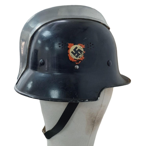 903 - WW2 German “Feuerwehr” Firefighters Helmet. Complete with decals, chin strap and nape protector.