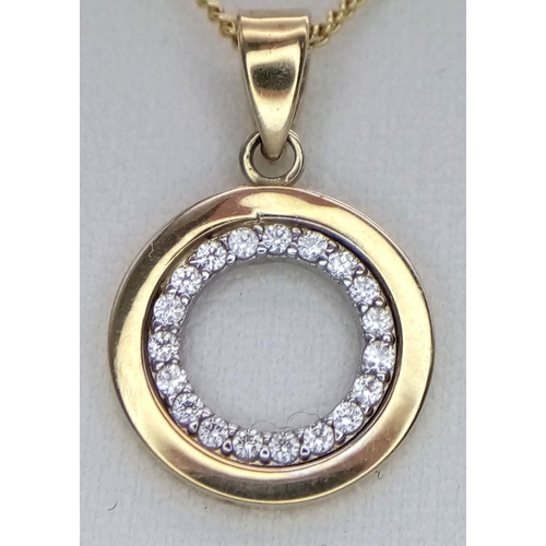 91 - Attractive Gem set 9 carat YELLOW and WHITE GOLD PENDANT mounted on a Hallmarked 9 Carat GOLD NECKLA... 