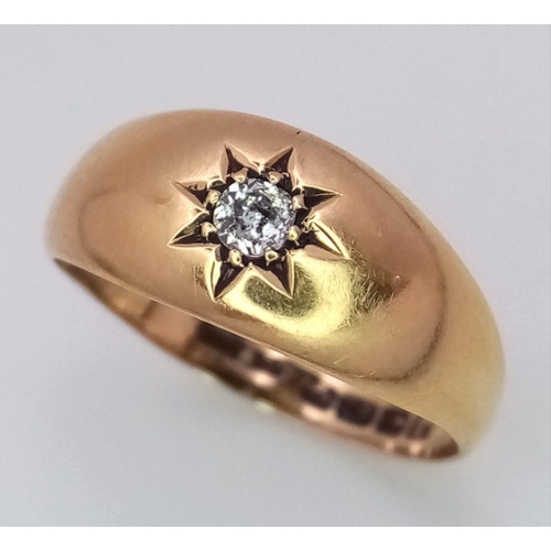 271 - AN 18K YELLOW GOLD ANTIQUE OLD CUT DIAMOND RING - 0.10CT. 2.8G. SIZE N. HALLMARKED BIRMINGHAM 1916.