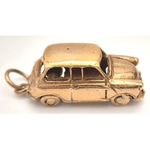 306 - A 9K YELLOW GOLD MINI COOPER CAR CHARM. 4.1G