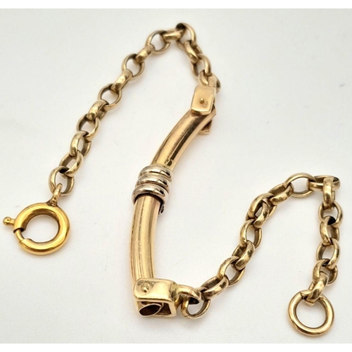 325 - A 9k Yellow Gold Belcher Bar Bracelet. 4.5g total weight. 15cm length.