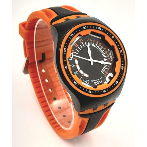 393 - A Patented (Possibly Prototype) Swatch, Radio Controlled Signal, 200 Meter Divers Watch. Very Good C... 