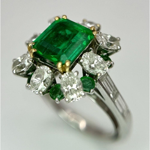 4 - A Stunning Emerald and Diamond Ring. Emerald cut centre emerald - 2.5ct with an emerald -0.8ctw and ... 