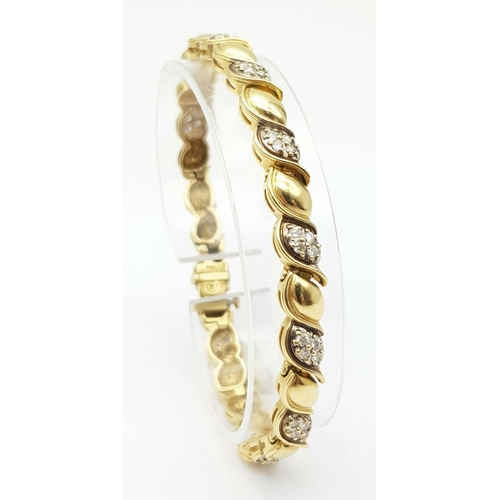 5 - A 14K YELLOW GOLD DIAMOND BRACELET - 0.72CT. 22.7G TOTAL WEIGHT.