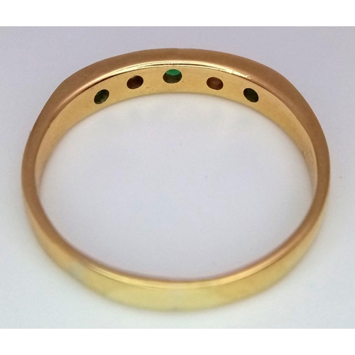 68 - A 18K YELLOW GOLD DIAMOND & EMERALD BAND RING 4.5G SIZE V.

SC 1088