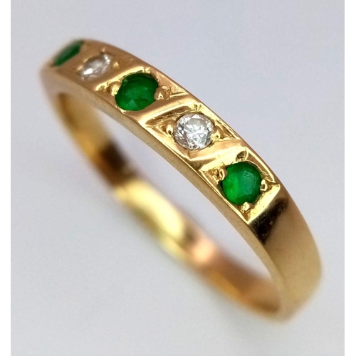 68 - A 18K YELLOW GOLD DIAMOND & EMERALD BAND RING 4.5G SIZE V.

SC 1088