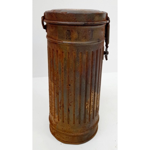 708 - WW2 German Gas Mask Canister painted in Normandy Camouflage.