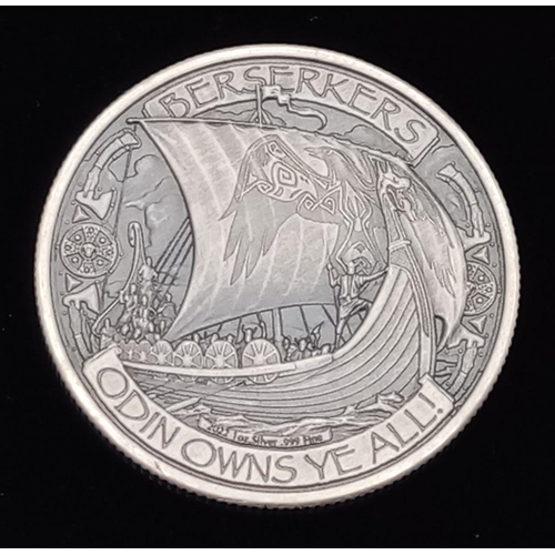 835 - A Limited Run 1 Ounce Fine Silver Antique Finish Valhalla Vikings ‘Odin’ Silver Coin. Mint Condition... 