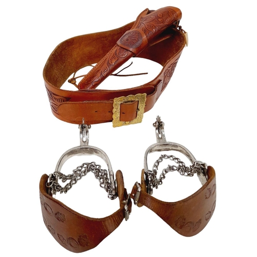 905 - A Set of Western Leather Goods Including a very well detailed Leather Holster for a Colt Army or Nav... 