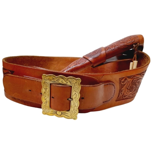 905 - A Set of Western Leather Goods Including a very well detailed Leather Holster for a Colt Army or Nav... 