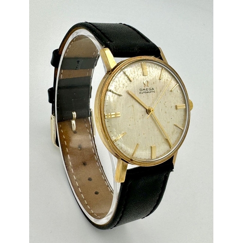 81 - A VINTAGE OMEGA AUTOMATIC GENTS PRESENTATION WATCH . PRESENTED BY KENNEDYS LTD IN 1966. DIAL AND GLA... 