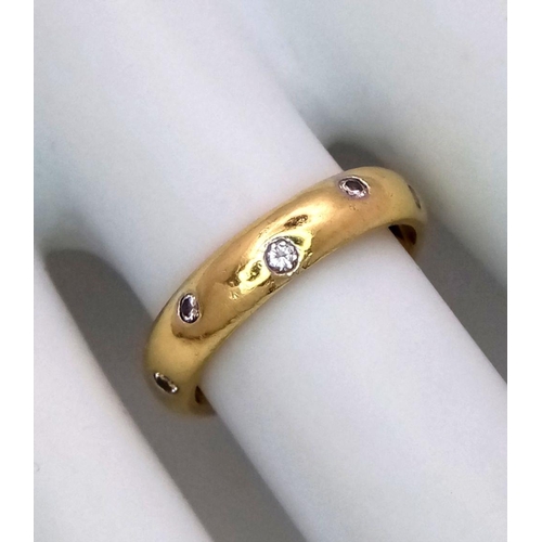 92 - A Vintage 18K Yellow Gold and Diamond (platinum setting) Tiffany and Co. Etoile Band Ring. Size K 1/... 