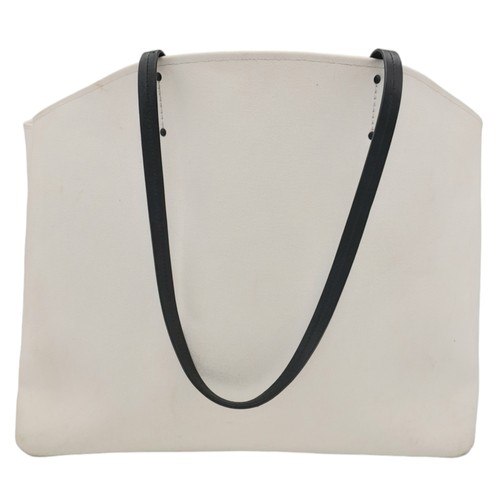 288 - A Prada Canapa Racing Logo Tote Bag. White Canvas exterior with a printed Prada logo on the front, f... 