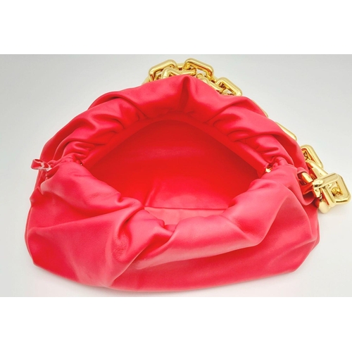 150 - A Pink Bottega Veneta Leather Chain Pouch Shoulder Bag. Soft leather exterior with magnetic top clos... 