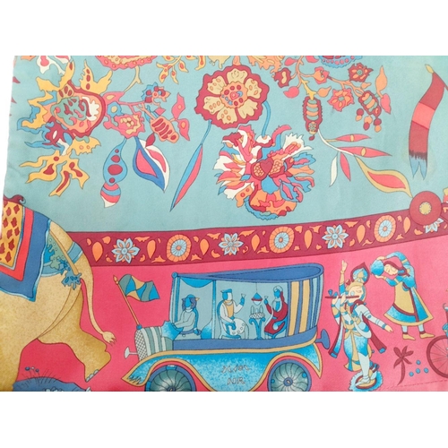 185 - A Hermes 'Fantaisies Indiennes' Scarf, featuring vibrant Indian-inspired motifs of musicians, dancer... 