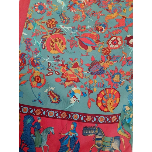 185 - A Hermes 'Fantaisies Indiennes' Scarf, featuring vibrant Indian-inspired motifs of musicians, dancer... 