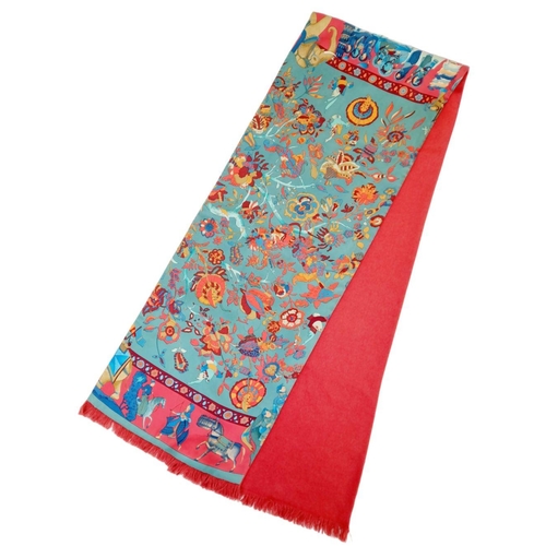 185 - A Hermes 'Fantaisies Indiennes' Scarf, featuring vibrant Indian-inspired motifs of musicians, dancer... 