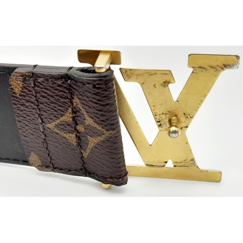 260 - A Brown Louis Vuitton LV Pyramid Belt 40MNG in Monogram Canvas. Calf Leather lining. Sign of used an... 