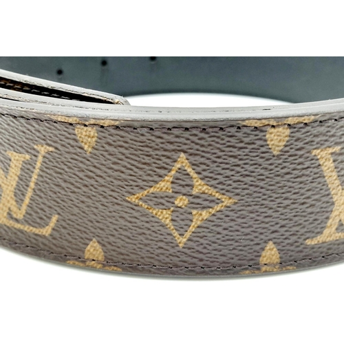 260 - A Brown Louis Vuitton LV Pyramid Belt 40MNG in Monogram Canvas. Calf Leather lining. Sign of used an... 