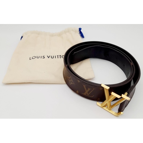 260 - A Brown Louis Vuitton LV Pyramid Belt 40MNG in Monogram Canvas. Calf Leather lining. Sign of used an... 