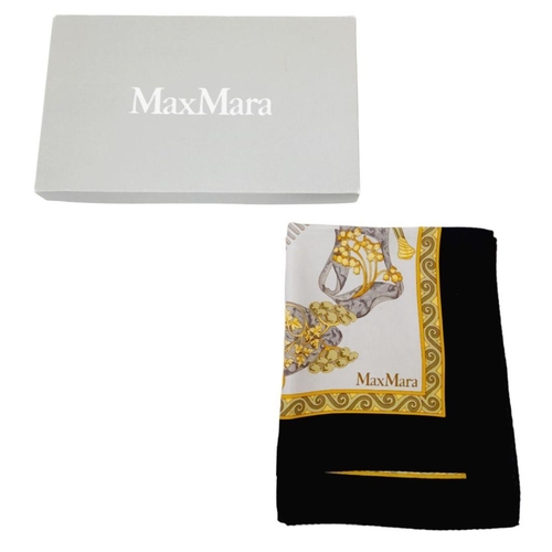 281 - A meticulously detailed design Max Mara Scarf with a central floral motif in black and white, framed... 