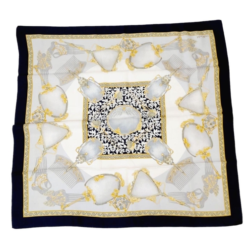 281 - A meticulously detailed design Max Mara Scarf with a central floral motif in black and white, framed... 