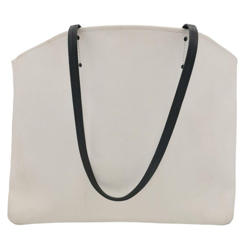 288 - A Prada Canapa Racing Logo Tote Bag. White Canvas exterior with a printed Prada logo on the front, f... 