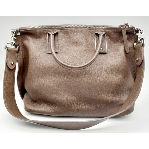 298 - A Khaki Brown Mulberry Alice Handbag. Classic Grained Leather exterior, silver-tone hardware, top zi... 