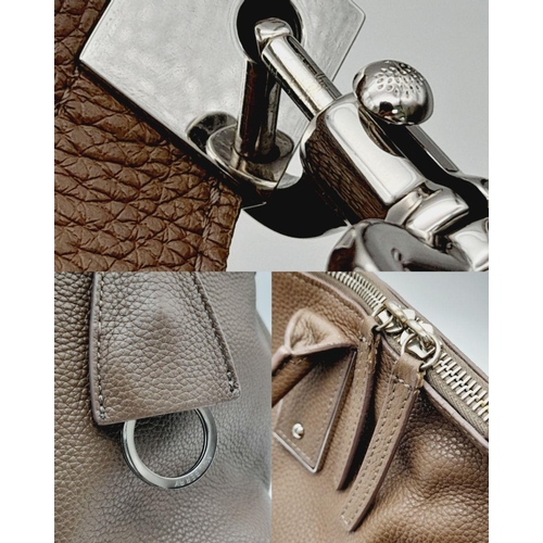 298 - A Khaki Brown Mulberry Alice Handbag. Classic Grained Leather exterior, silver-tone hardware, top zi... 