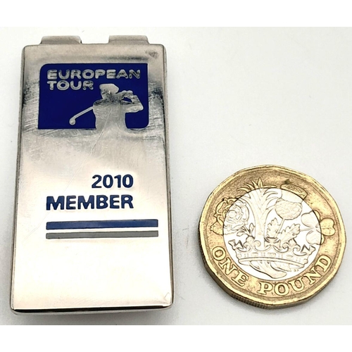 1448 - SILVER TONE EUROPEAN GOLF TOUR 2010 MEMBERS MONEY CLIP