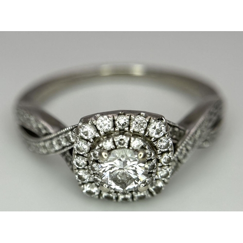 155 - Two 14K White Gold and Diamond, Neil Lane Diamond Rings. 
Chevron half eternity - size O and central... 