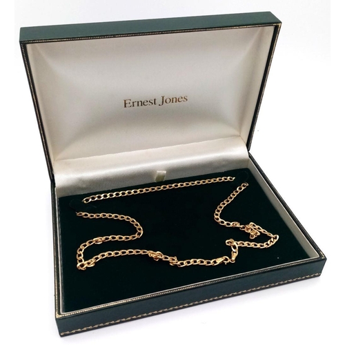 59 - A 54cms 9K GOLD INTRLINK NECKLACE IN PRESENTATIOM BOX .    5.4gms